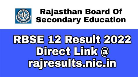 rbse class 12 result 2022 name wise|RBSE 12th Result 2022 Live: Rajresults.nic.in Rajasthan  .